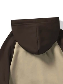 ROMWE MEN Goth Men Colorblock Pigeon Graphic Kangaroo Pocket Drawstring Hoodie - Multicolor - View 3