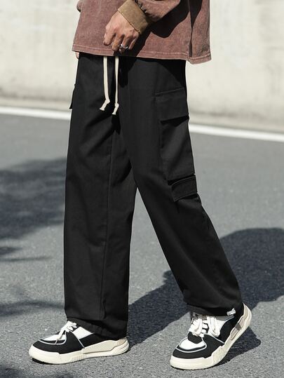 ROMWE Guys Drawstring Waist Cargo Pants