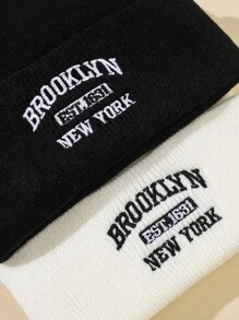 2pcs Letter Embroidery Beanie