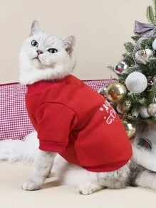 1件寵物聖誕節印花毛衣 - 彩色 - 查看 3