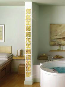 10入組花朵設計鏡子牆貼 - 金色 - 查看 2