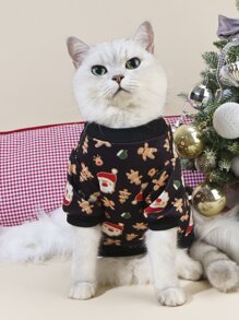 Christmas Santa Claus Print Pet Hoodie - Multicolor - View 1