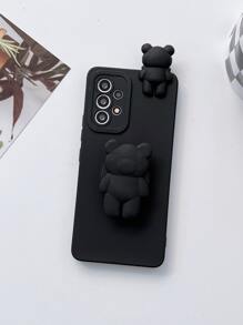 3d Lying Bear Phone Case With Stand, Compatible With Iphone 15 Pro Max, Compatible With Xiaomi, Compatible With Samsung - Black - View 4