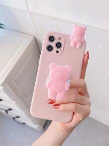 3d Lying Bear Stand Phone Case Compatible With Iphone 15 Pro Max, Compatible With Xiaomi, Compatible With Samsung,International Version, Not The Domestic Version - Pink - View 4