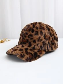 Leopard Pattern Fuzzy Baseball Cap - Multicolor - View 2