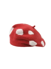 LEAJOURNO. Polka Dot Beret - Red - View 1