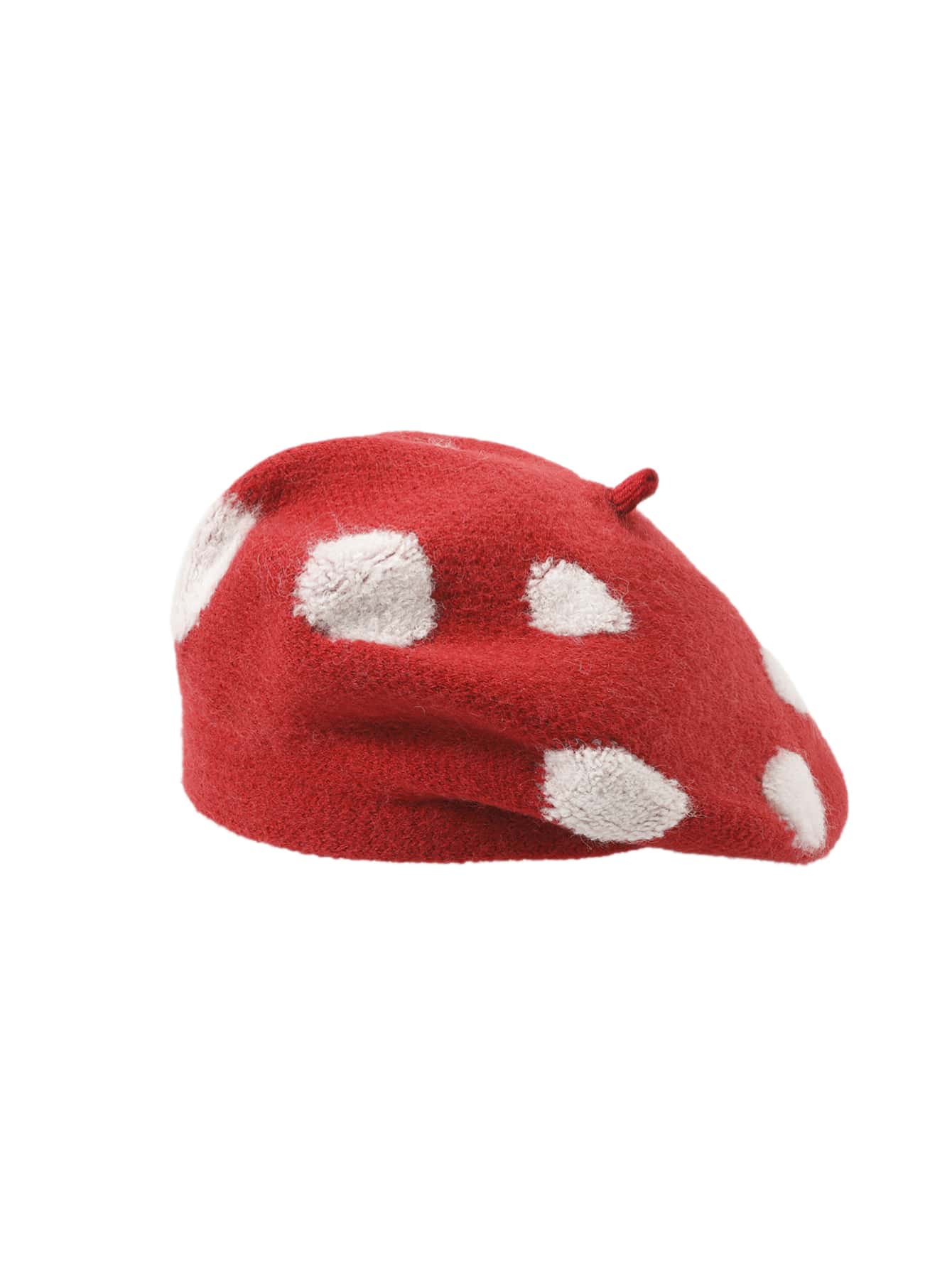 LEAJOURNO. Polka Dot Beret - Red - View 1