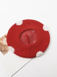 LEAJOURNO. Polka Dot Beret - Red - View 2