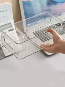 1pc Clear Stationery Storage Box - Clear - View 1