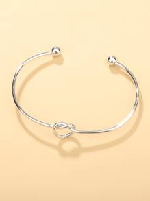 Knot Detail Cuff Bangle - Bạc - Xem 1