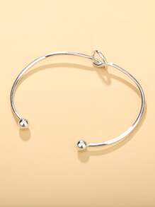 Knot Detail Cuff Bangle - Bạc - Xem 2
