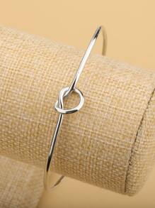Knot Detail Cuff Bangle - Bạc - Xem 4