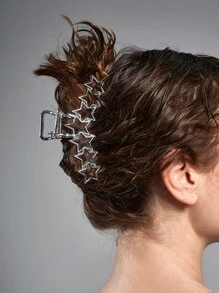 ROMWE Grunge Punk Star Decor Hair Claw For Daily Use For Girls Hairstyles Casual Party - Silver - View 1