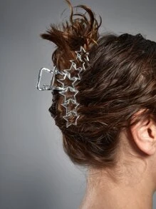 ROMWE Grunge Punk Star Decor Hair Claw For Daily Use For Girls Hairstyles Casual Party - Silver - View 3