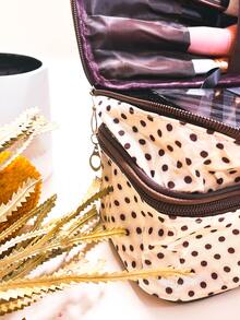 1pc Polka Dot Pattern Waterproof Makeup Bag - Beige - View 2