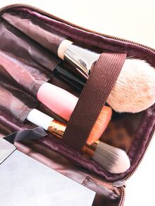 1pc Polka Dot Pattern Waterproof Makeup Bag - Beige - View 3