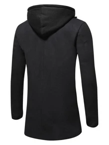 Manfinity Homme Áo choàng Nam Nút đôi màu trơn Giải trí - màu đen - Xem 2