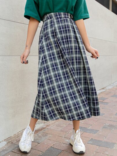 DAZY High Waist Tartan Skirt