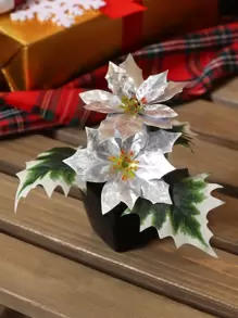 1 chậu hoa Giáng sinh nhân tạo - Đồ trang trí lễ hội Giáng sinh, Phụ kiện trang trí cảnh, Đồ trang trí nhà trong nhà - Nhiều màu - Xem 1