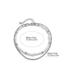 2 Miếng Nam Đồ trang trí Rhinestone & Faux Pearl  Dây chuyền - Nhiều màu - Xem 6