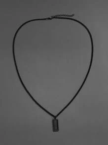 Fashionable and Popular Men Rectangle Pendant Necklace for Jewelry Gift and for a Stylish Look - Black - View 2