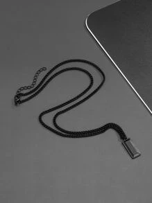 Fashionable and Popular Men Rectangle Pendant Necklace for Jewelry Gift and for a Stylish Look - Black - View 3