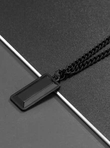 Fashionable and Popular Men Rectangle Pendant Necklace for Jewelry Gift and for a Stylish Look - Black - View 5