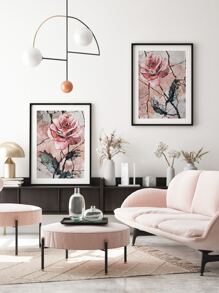 3pcs Artistic Pink Rose Canvas Paintings Without Frame - Multicolor - View 2