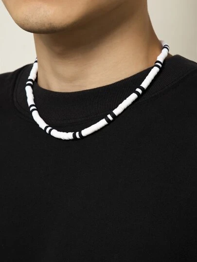 Fashionable and Popular Men Two Tone Beaded Necklace for Jewelry Gift and for a Stylish Look