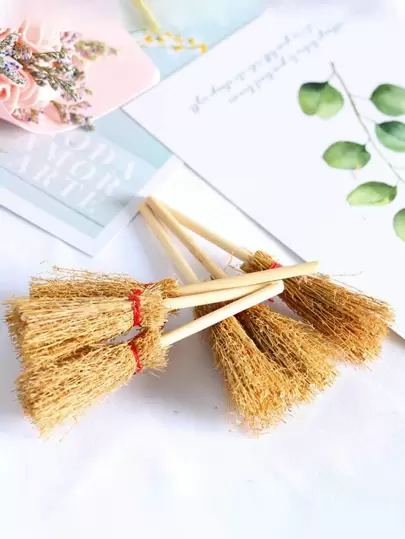 6 件木制扫帚设计装饰工艺品，迷你创意艺术装饰家居装饰最佳礼物