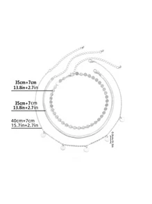 3pcs Disc Charm Necklace - Silver - View 5