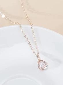 Vòng cổ trái tim trang trí bằng đá khối Zirconia cho món quà ngày của mẹ - Hoa hồng vàng - Xem 4