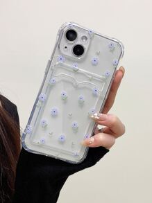Summer Floral Clear Card Slot Phone Case Compatible With IPhone 15/15Pro/15Plus/15Promax