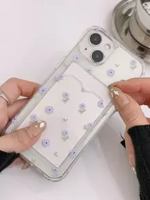 Summer Floral Clear Card Slot Phone Case Compatible With IPhone 15/15Pro/15Plus/15Promax