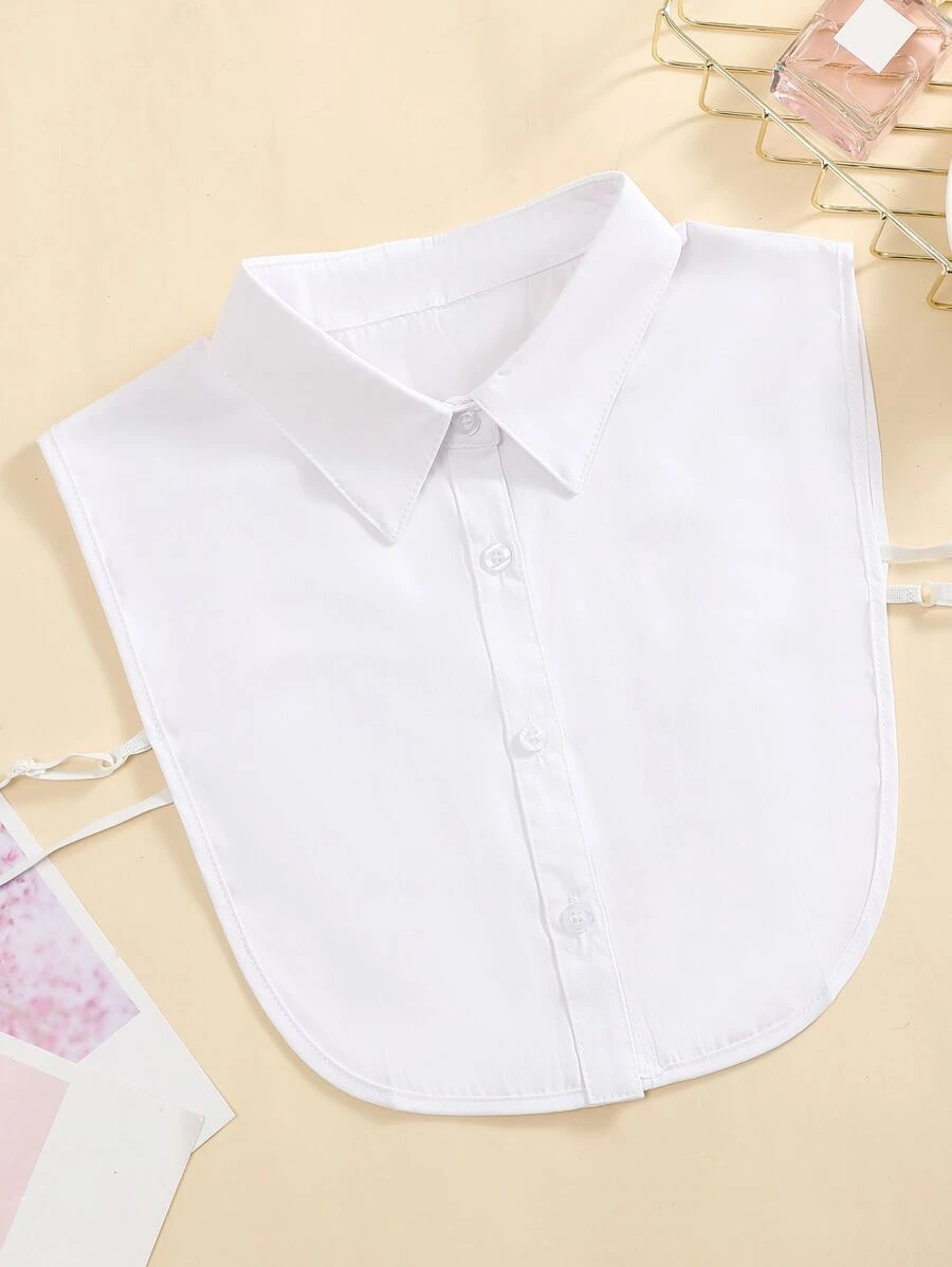 1pc Solid Dickey Collar Stylish Design Long Pointed Collar - White - View 1