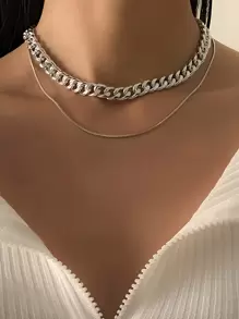 條裝女士簡約時尚鏈條多層吊飾項鍊