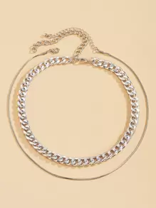 條裝女士簡約時尚鏈條多層吊飾項鍊