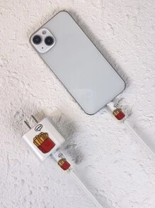 3入組薯條圖案數據線保護頭和充電頭套套裝 - 彩色 - 查看 2