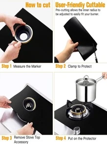 3入組/套聚四氟乙烯燃氣灶保護墊極簡主義黑色灶具蓋燃氣灶灶台燃燒器蓋 - 黑色 - 查看 5