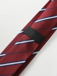 1條方便的大學風酒紅色斜紋領帶 - 彩色 - 查看 4