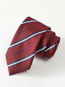 1條方便的大學風酒紅色斜紋領帶 - 彩色 - 查看 6