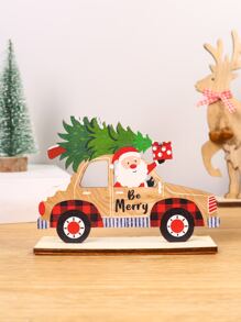 1pc Christmas Santa Claus & Car Design Decoration Craft - Multicolor - View 1