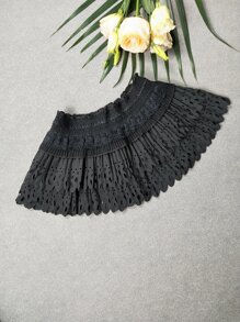 Hollow Out Scallop Trim Dickey Collar - Black - View 4