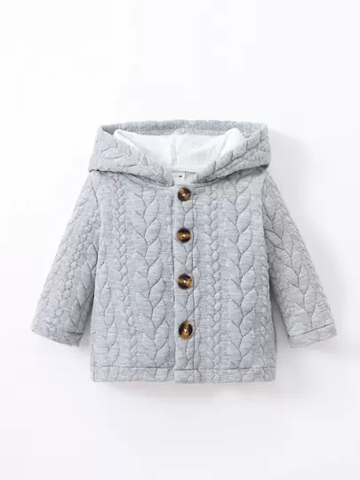 Souflis Souflis Nyfödd pojke Kabeltexturerad Kappa med Luva