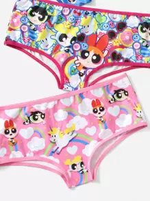 The Powerpuff Girls | ROMWE 3pack Cartoon Graphic Briefs - Multicolor - View 3