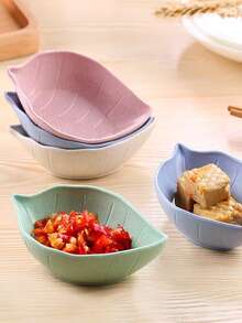 4 件叶子形状随机颜色酱汁碟学校用品，返校 - 彩色 - 查看 5