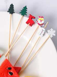 10 件装圣诞礼物树和圣诞老人设计随机水果叉 - 彩色 - 查看 5