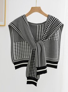 Cổ áo kiểu Houndstooth Dickey - Đen và trắng - Xem 1