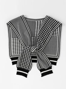 Cổ áo kiểu Houndstooth Dickey - Đen và trắng - Xem 2