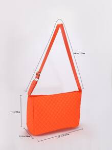 Neon Orange Quilted Hobo Bag - Burnt Orange - View 3
